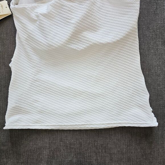 Gottex Tutti Frutti Underwire White Ribbed Tankini Top 40 E high waist bottom 10 - Picture 8 of 16